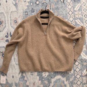 Jenni Kayne Women's Tan Zip-Up Sweater